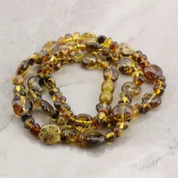 Composition Button beads Baltic amber necklace 21in