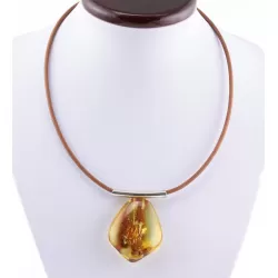 Large Amulet Baltic amber Silver Pendant