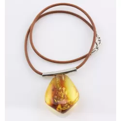 Large Amulet Baltic amber Silver Pendant