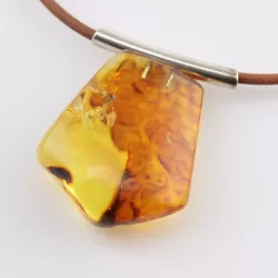 Large Amulet Baltic amber Silver Pendant 21g