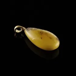 Unique DROP Baltic Amber Gold Plated Pendant