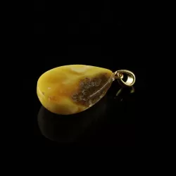 Unique DROP Baltic Amber Gold Plated Pendant