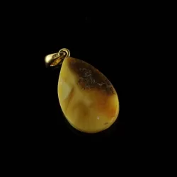 Unique DROP Baltic Amber Gold Plated Pendant