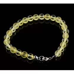 Lemon ROUND beads Baltic amber bracelet 7in