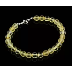 Lemon ROUND beads Baltic amber bracelet 7in