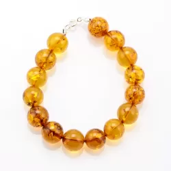 Large round cognac beads Baltic amber bracelet 8in