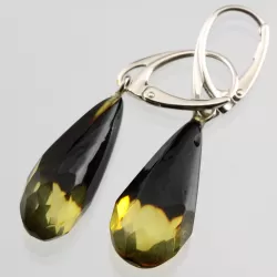 Faceted teardrops Baltic amber earrings