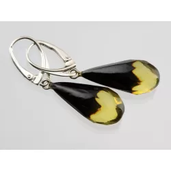 Faceted teardrops Baltic amber earrings