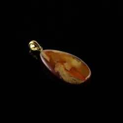 Vintage DROP Baltic Amber Gold Plated Pendant
