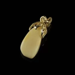 Free shape white Baltic amber carved pendant