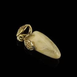 Free shape white Baltic amber carved pendant