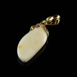 Free shape white Baltic amber carved pendant
