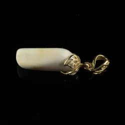 Free shape white Baltic amber carved pendant