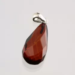 Facet Cut Baltic Amber Silver Pendant