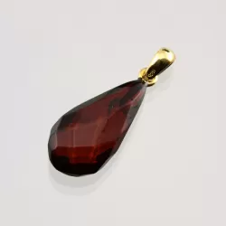 Facet Cut Baltic Amber Gold Plated Pendant