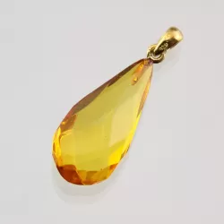 Facet Cut Baltic Amber Gold Plated Pendant