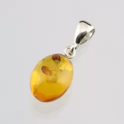 Oval shaped Baltic Amber Silver Pendant