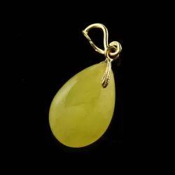 Butter DROP Genuine Baltic Amber Gold Plated Pendant