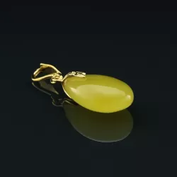 Butter DROP Genuine Baltic Amber Gold Plated Pendant