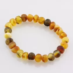 Raw BAROQUE beads Baltic amber adult stretch bracelet 7in