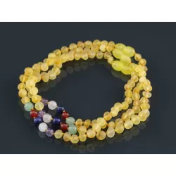 Gemstone Baltic Amber Teething Necklace for Baby