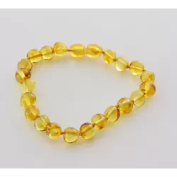 Honey BAROQUE beads Baltic amber adult bracelet 18cm