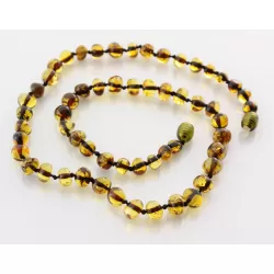 Green BAROQUE beads Baltic amber necklace 44cm