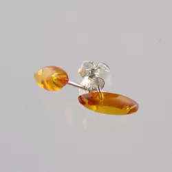 Cabochons Studs Baltic amber Silver Earrings