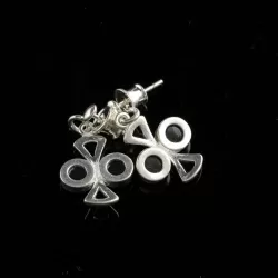 Cabochons Studs Baltic amber Silver Earrings