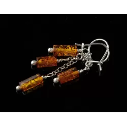 Baltic amber dangle sterling silver hook earrings