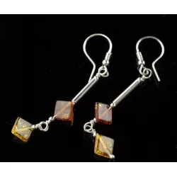 Baltic amber dangle sterling silver hook earrings