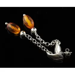Baltic amber dangle sterling silver studs earrings