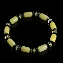 Butter cylinder beads Baltic amber stretch bracelet 18cm