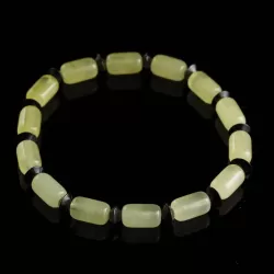 Butter cylinder beads Baltic amber stretch bracelet 18cm
