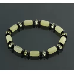 Butter cylinder beads Baltic amber stretch bracelet 18cm