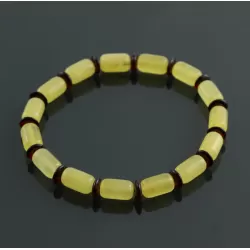 Butter cylinder beads Baltic amber stretch bracelet 18cm