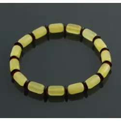 Butter cylinder beads Baltic amber stretch bracelet 18cm