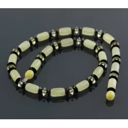 Butter cylinder beads Baltic amber necklace 16in