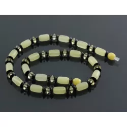 Butter cylinder beads Baltic amber necklace 16in