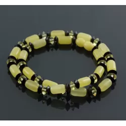 Butter cylinder beads Baltic amber necklace 16in