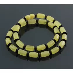 Butter cylinder beads Baltic amber necklace 16in