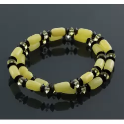 Butter cylinder beads Baltic amber necklace 16in