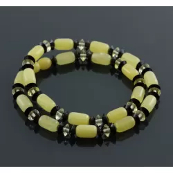 Butter cylinder beads Baltic amber necklace 16in