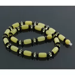 Butter cylinder beads Baltic amber necklace 16in