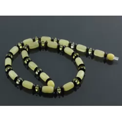 Butter cylinder beads Baltic amber necklace 16in