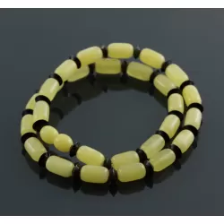 Butter cylinder beads Baltic amber necklace 16in