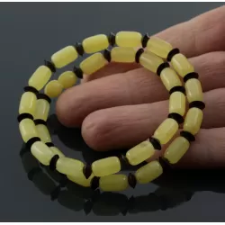 Butter cylinder beads Baltic amber necklace 16in