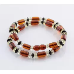 Cognac cylinder beads Baltic amber necklace 16in