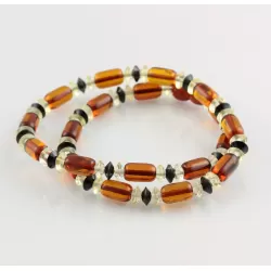 Cognac cylinder beads Baltic amber necklace 16in