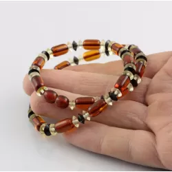 Cognac cylinder beads Baltic amber necklace 16in
